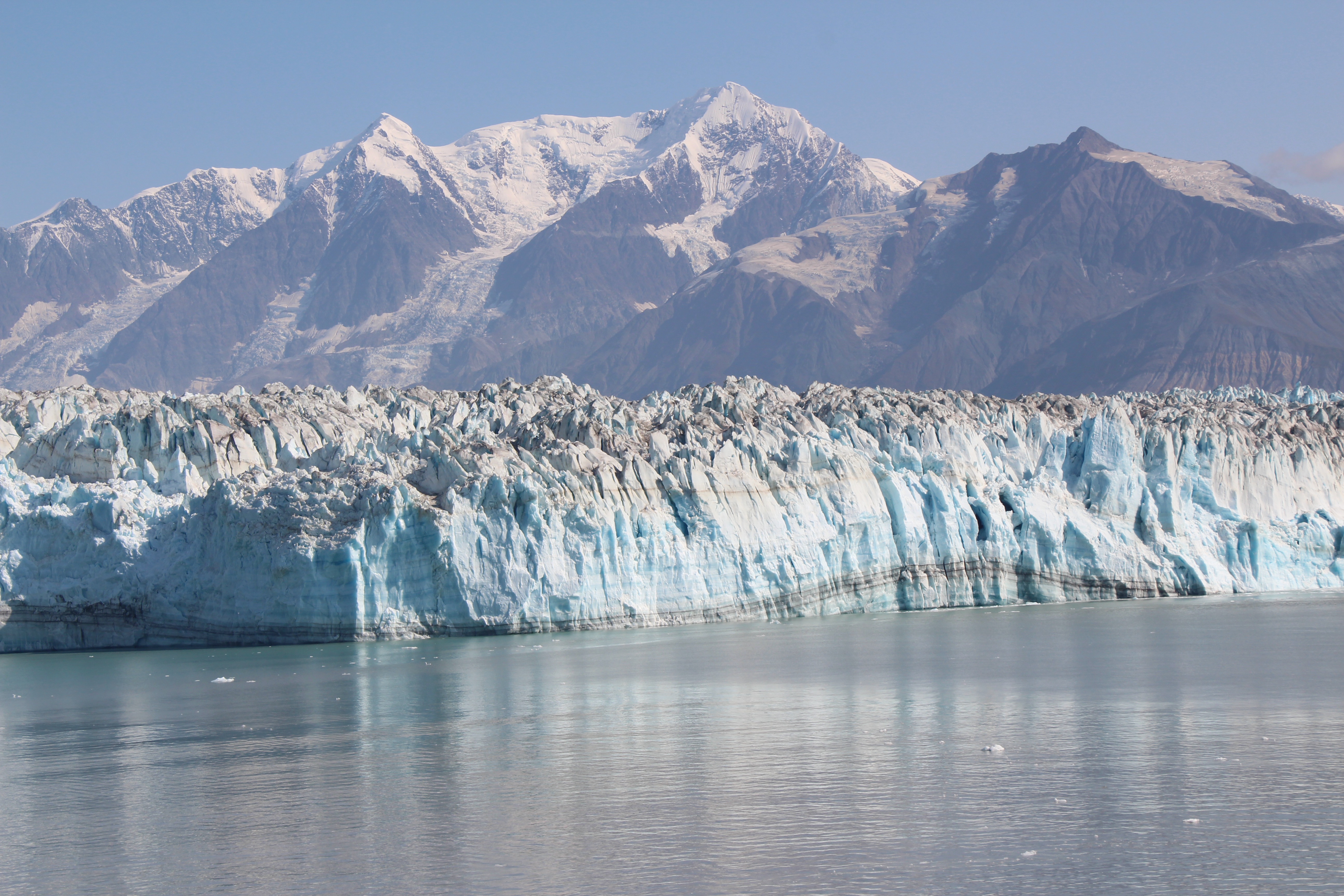 Hubbard glacier in Alaska with mountains in background